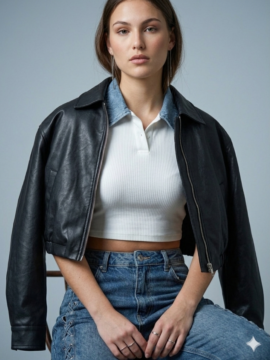 Bomber Crop Eco-Pelle