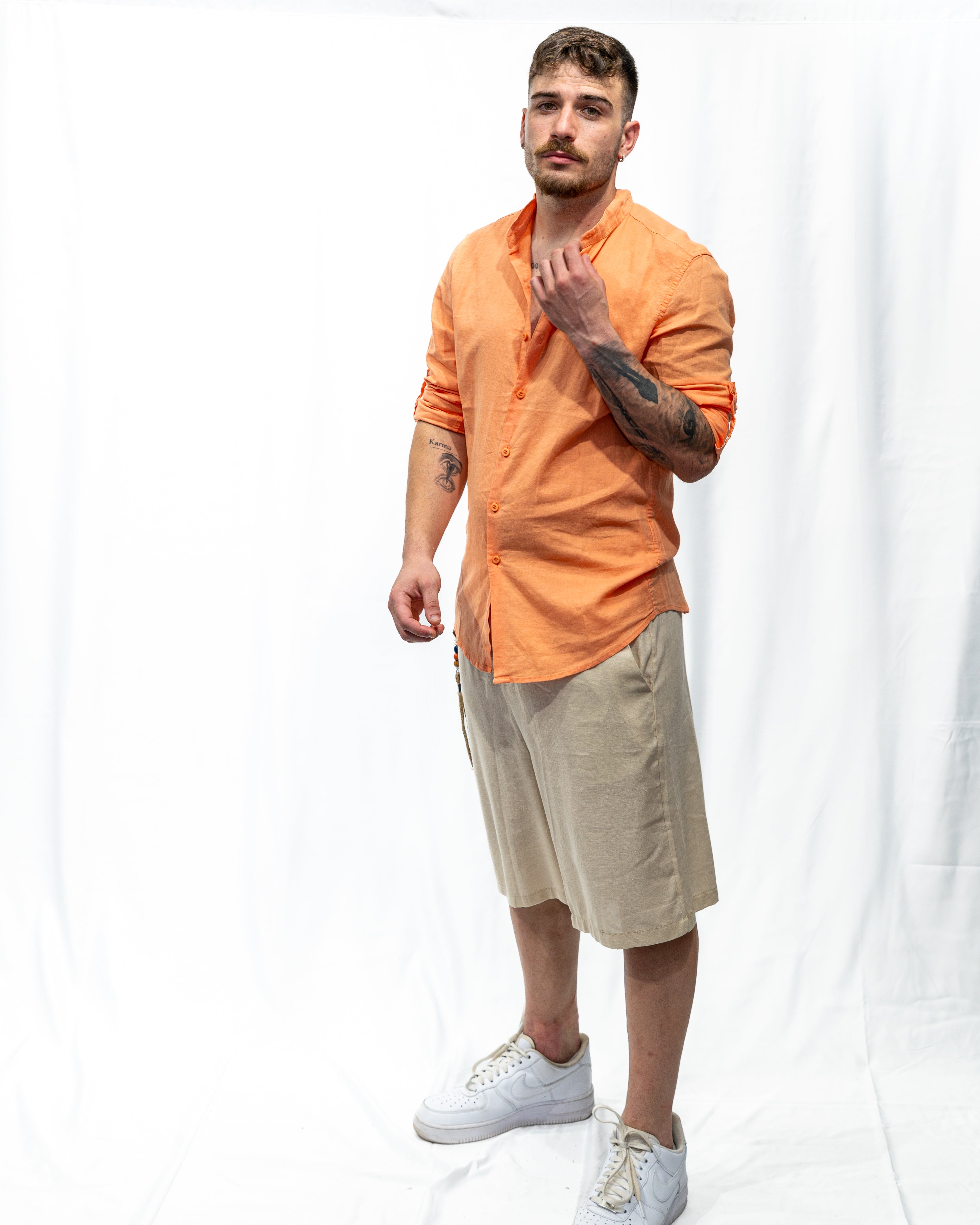 Camicia Lino Collo Coreana